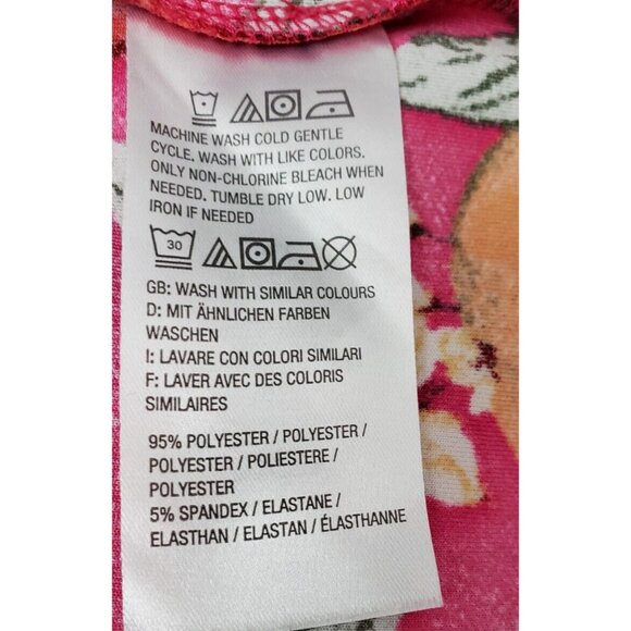 Isaac Mizrahi 2x Pink Floral Dress Short Sleeve Ruffle Accents Pullover - Picture 3 of 8